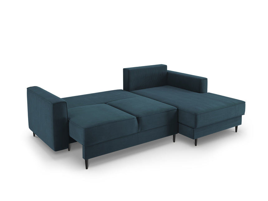 Right corner sofa with bed function and box, Dunas, 4 seats - Dark blue