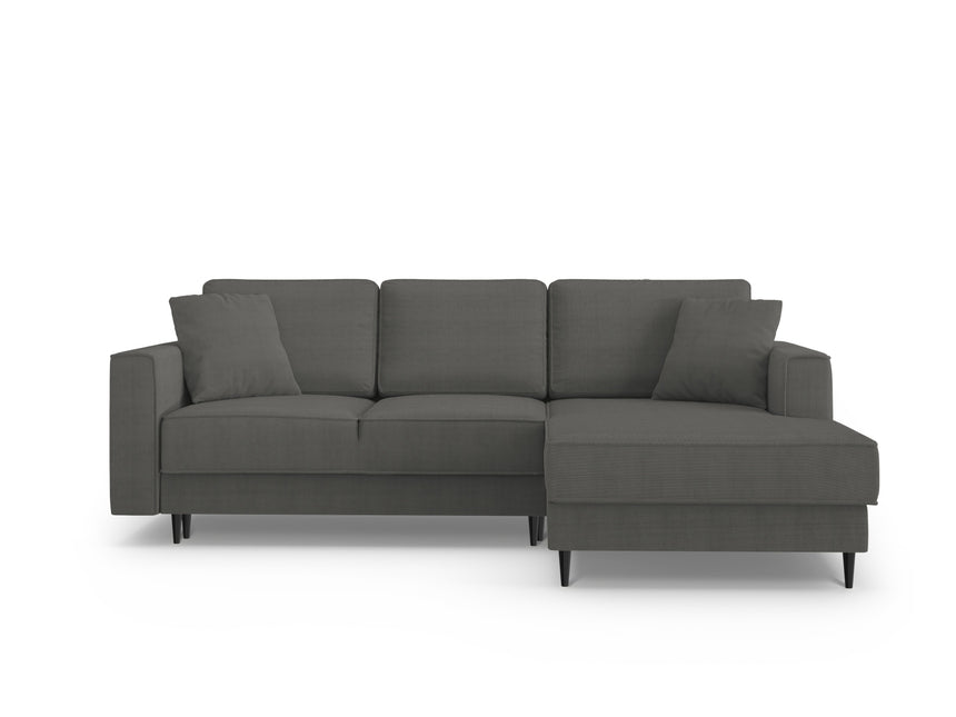 Right corner sofa with bed function and box, Dunas, 4 seats - Gray