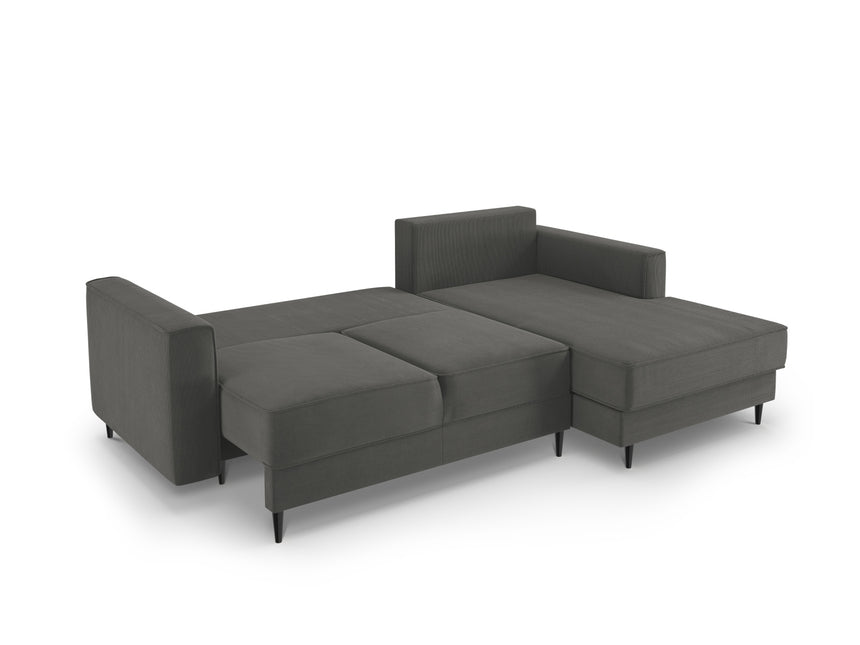 Right corner sofa with bed function and box, Dunas, 4 seats - Gray