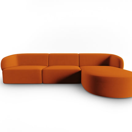 Velvet modular corner sofa right, Shane, 4 seats - Terracotta