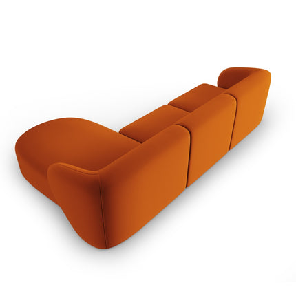 Velvet modular corner sofa right, Shane, 4 seats - Terracotta