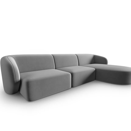 Velvet modular corner sofa right, Shane, 4 seats - Gray
