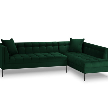 Right corner sofa velvet, Karoo, 5-seater - Bottle green