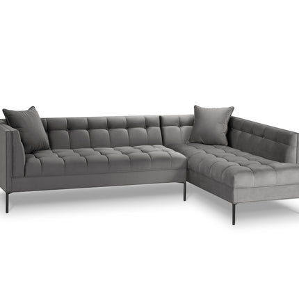 Right corner sofa velvet, Karoo, 5-seater - Light gray