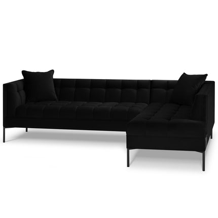 Right corner sofa velvet, Karoo, 5-seater - Black
