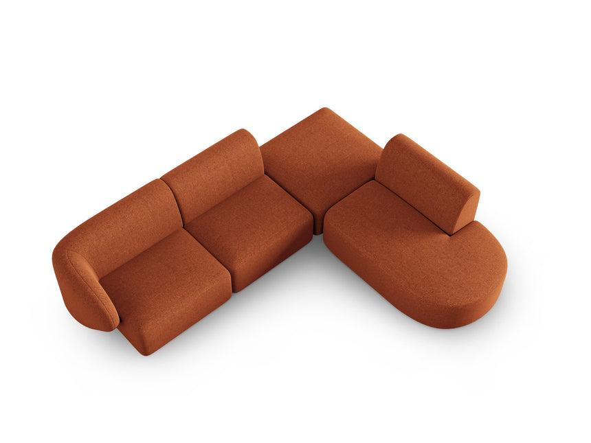Modular corner sofa right, Shane, 5 seats - Terracotta