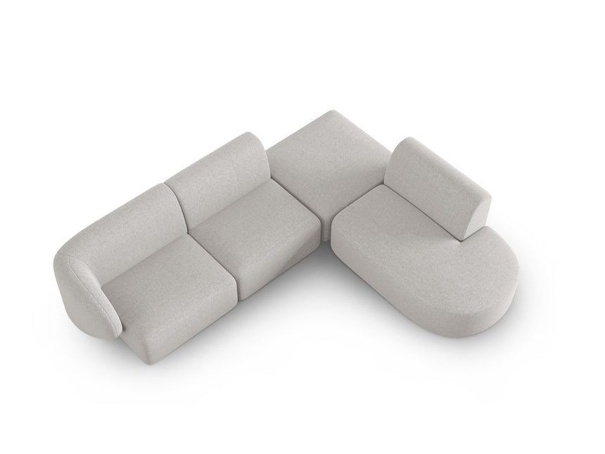 Modular corner sofa right, Shane, 5 seats - Silver