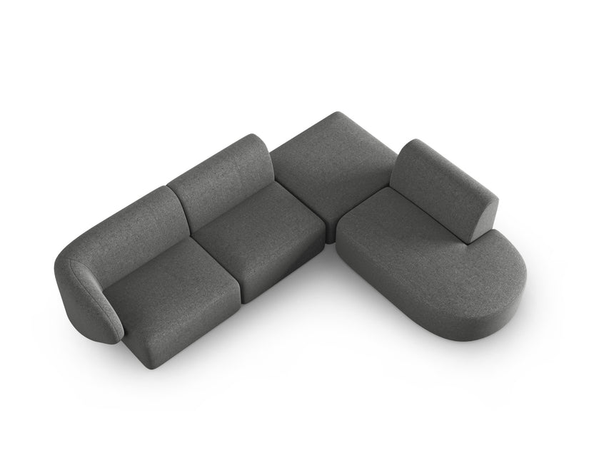 Modular corner sofa right, Shane, 5 seats - Dark gray