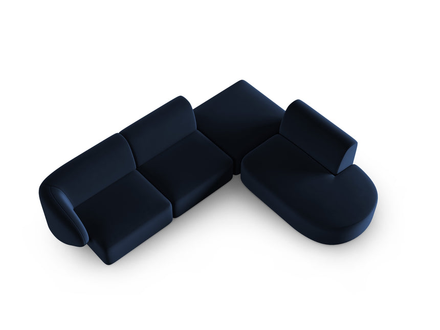 Velvet modulaire hoekbank rechts,  Shane,  5 zitplaatsen - Koningsblauw