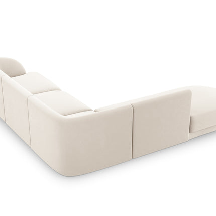 Corner sofa velvet left, Miley, 6 seats - Light beige