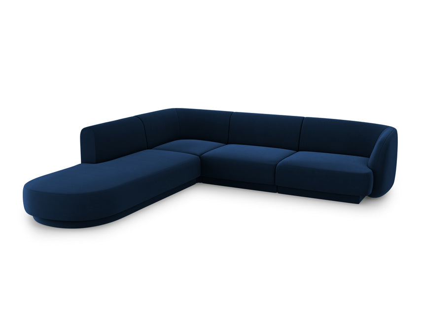 Velvet corner sofa left, Miley, 6 seats - Royal blue