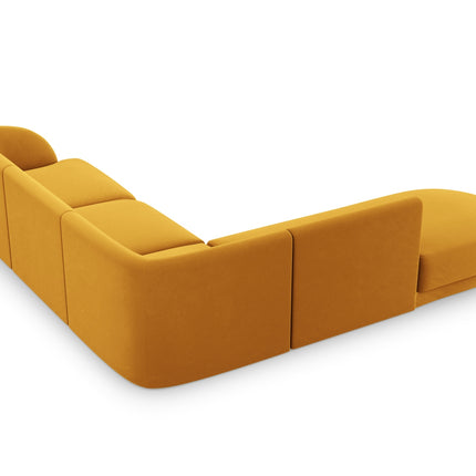 Corner sofa velvet left, Miley, 6 seats - Yellow