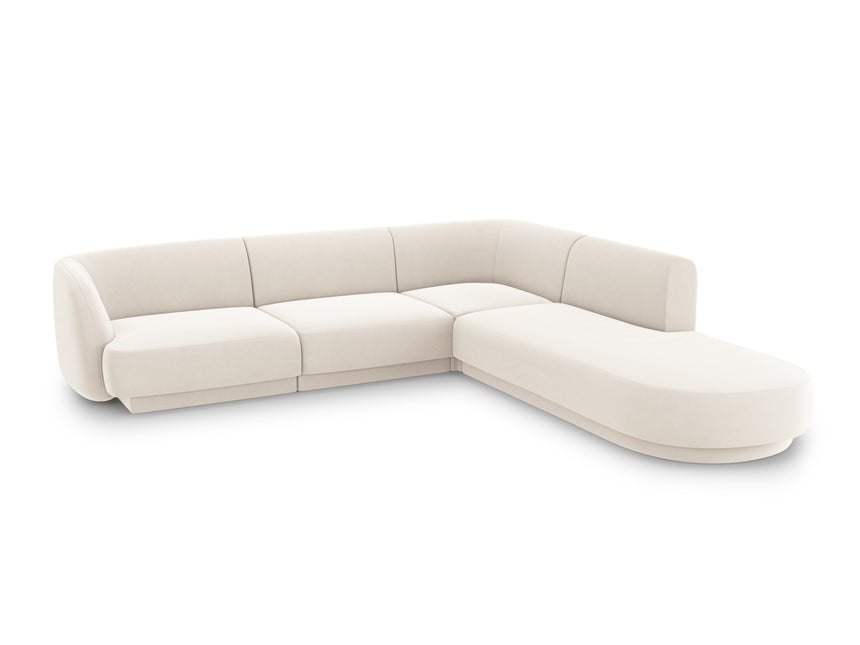 Right corner sofa velvet, Miley, 6-seater - Light beige