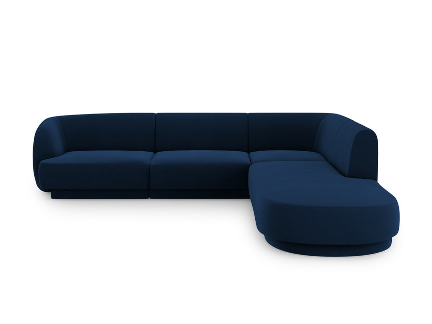 Right corner sofa velvet, Miley, 6-seater - Royal blue