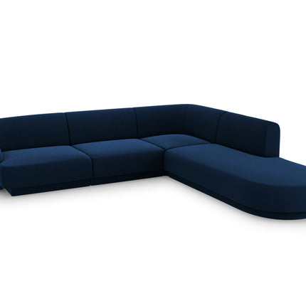 Right corner sofa velvet, Miley, 6-seater - Royal blue