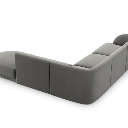 Right corner sofa velvet, Miley, 6-seater - Light gray