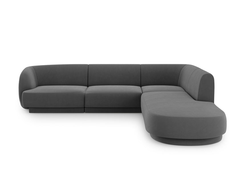 Right corner sofa velvet, Miley, 6-seater - Gray
