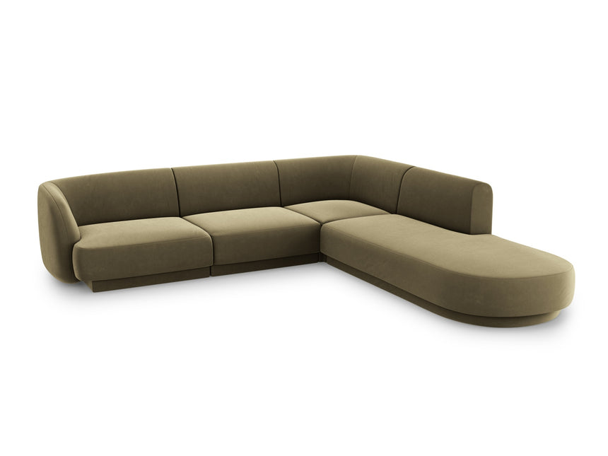 Right corner sofa velvet, Miley, 6-seater - Green