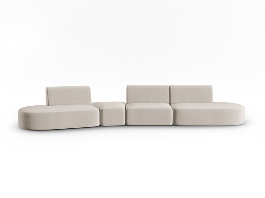 Modular sofa velvet left, Shane, 6 seats - Beige