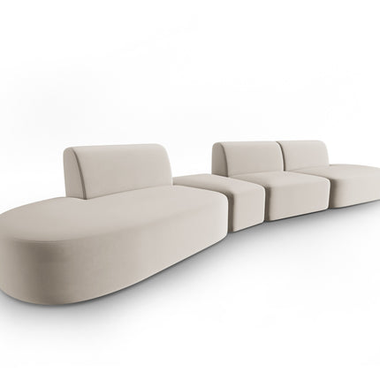 Modular sofa velvet left, Shane, 6 seats - Beige