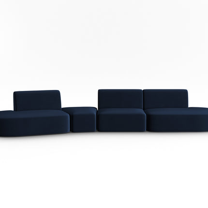 Modular sofa velvet left, Shane, 6 seats - Royal blue