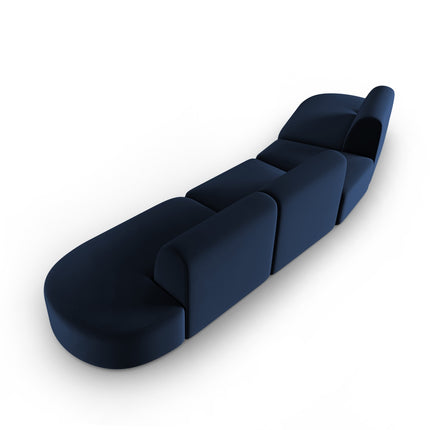 Modular sofa velvet left, Shane, 6 seats - Royal blue