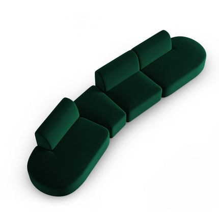 Modular sofa velvet left, Shane, 6 seats - Bottle green