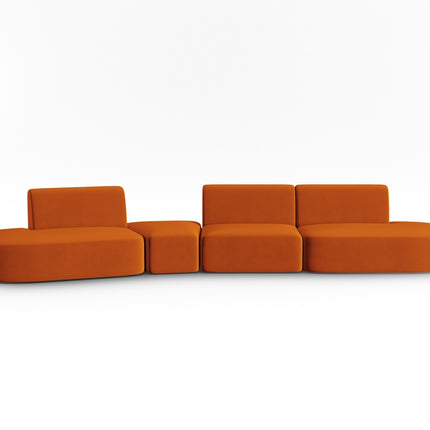 Modular sofa velvet left, Shane, 6 seats - Terracotta