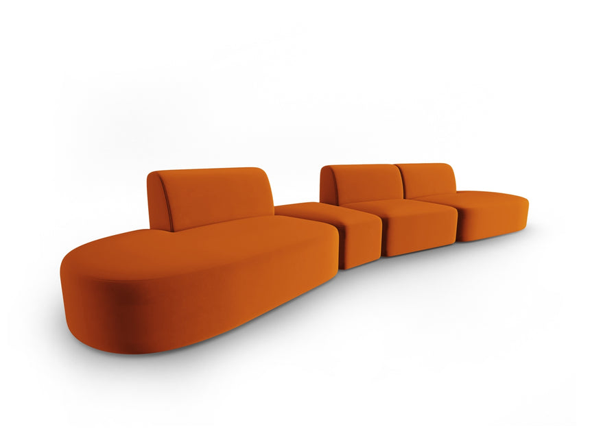 Modular sofa velvet left, Shane, 6 seats - Terracotta