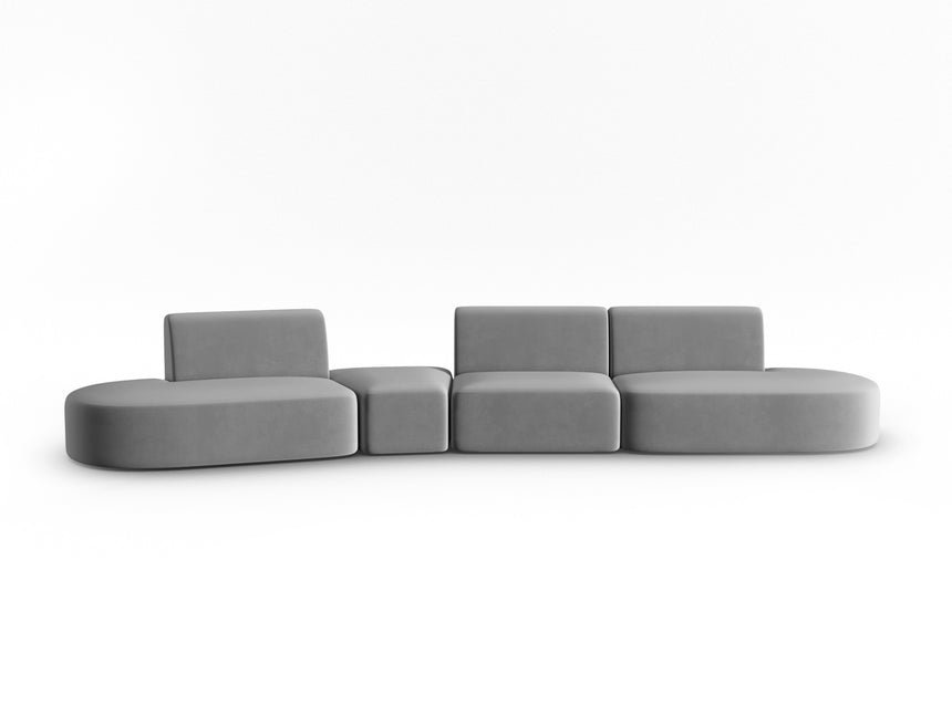 Modular sofa velvet left, Shane, 6 seats - Gray