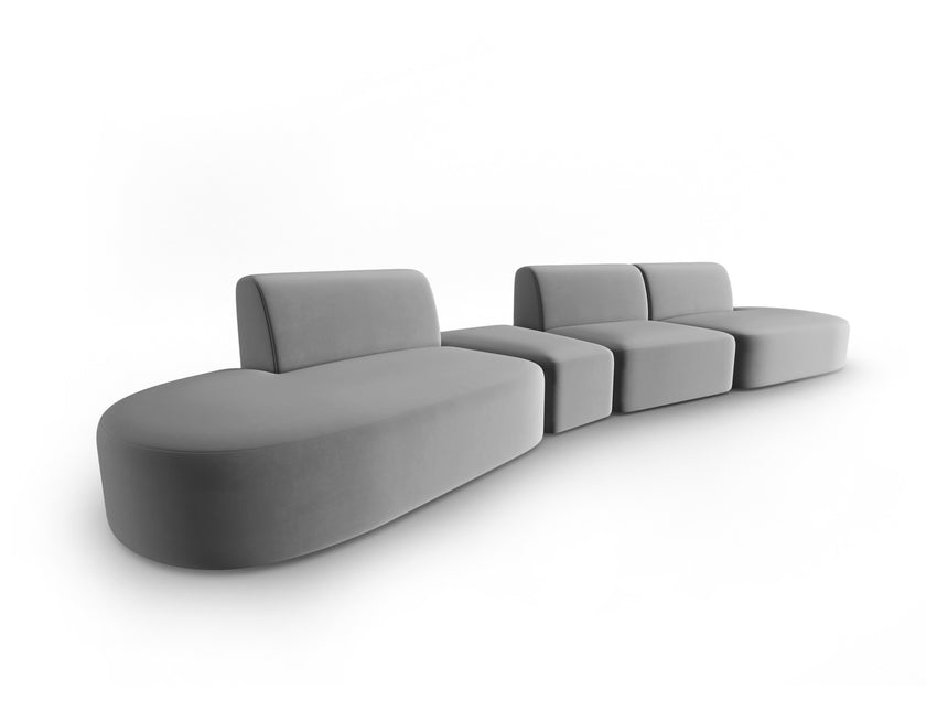 Modular sofa velvet left, Shane, 6 seats - Gray