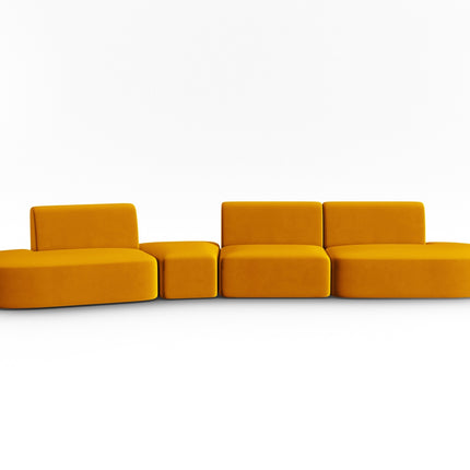 Modular sofa velvet left, Shane, 6 seats - Yellow