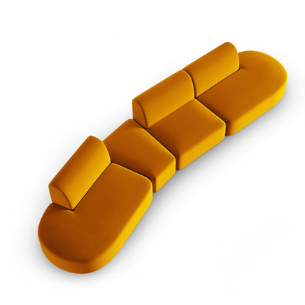 Modular sofa velvet left, Shane, 6 seats - Yellow