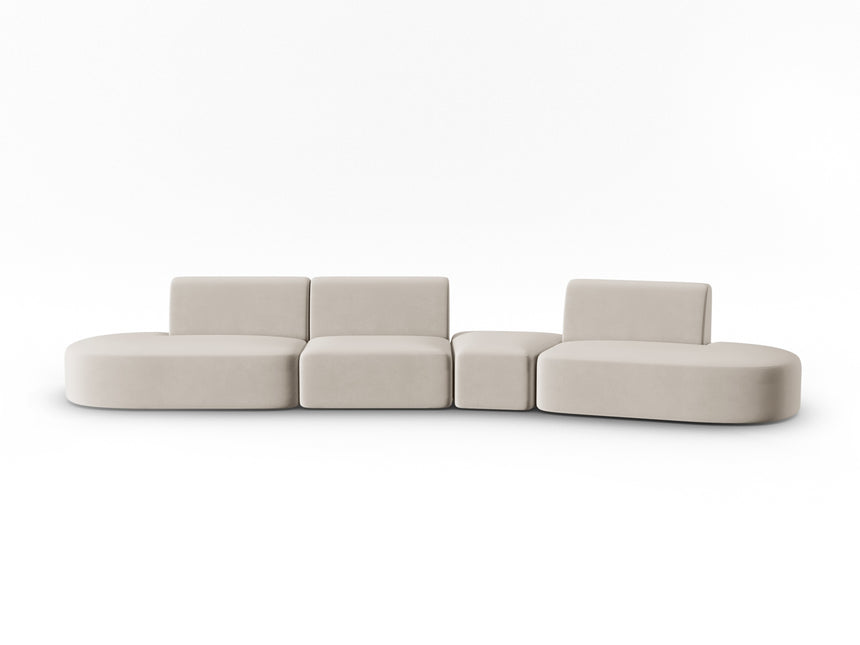 Modular sofa velvet right, Shane, 6 seats - Beige