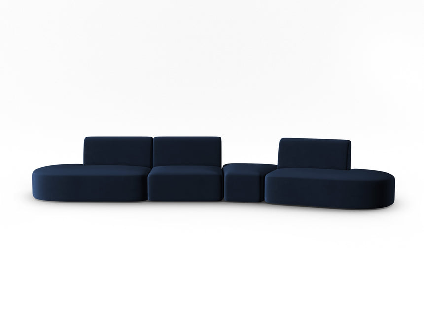 Modular sofa velvet right, Shane, 6 seats - Royal blue