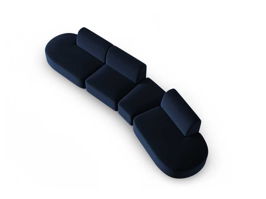 Modular sofa velvet right, Shane, 6 seats - Royal blue