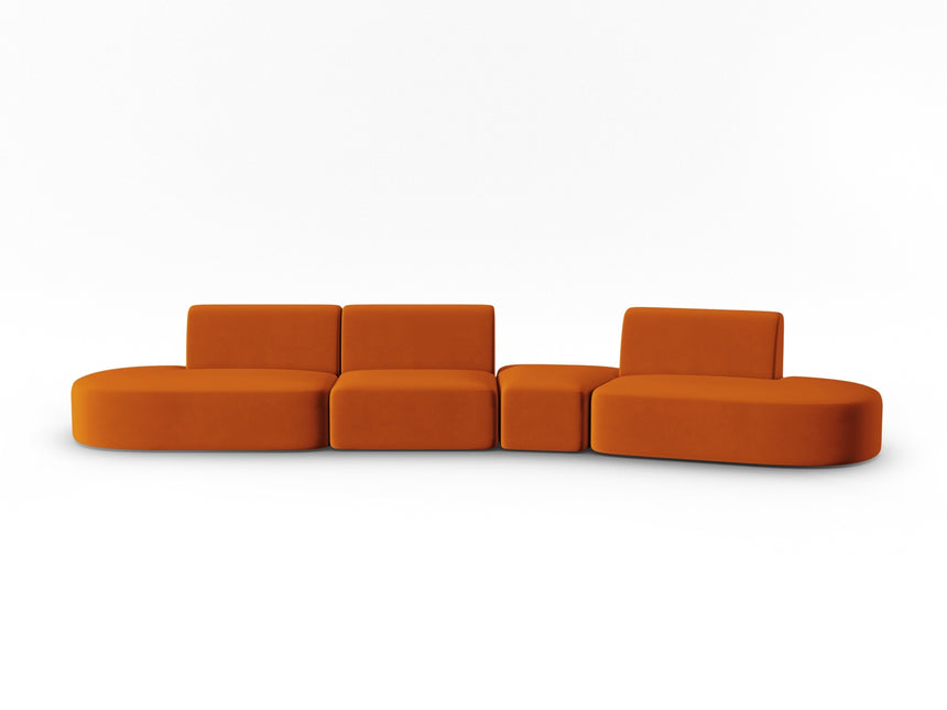 Modular sofa velvet right, Shane, 6 seats - Terracotta