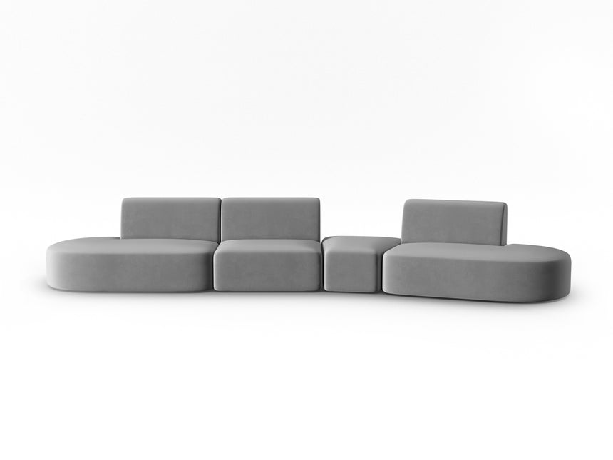 Modular sofa velvet right, Shane, 6 seats - Gray
