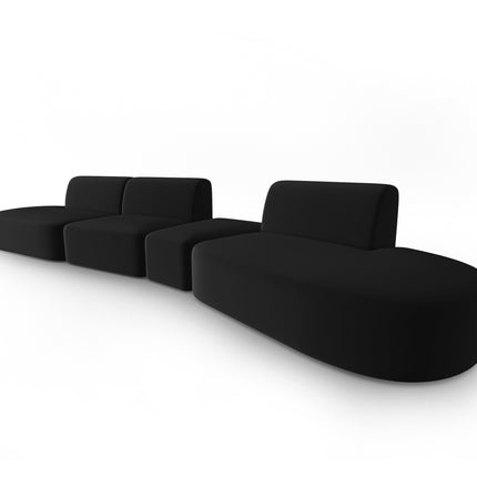 Modular sofa velvet right, Shane, 6 seats - Black