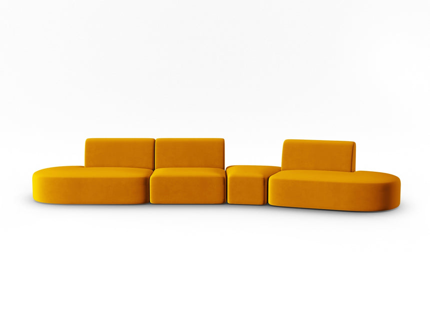 Modular sofa velvet right, Shane, 6 seats - Yellow