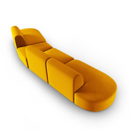 Modular sofa velvet right, Shane, 6 seats - Yellow
