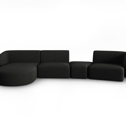 Modular sofa left, Shane, 5 seats - Black