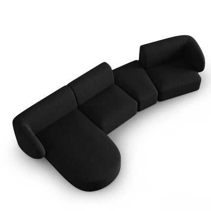 Modular sofa left, Shane, 5 seats - Black