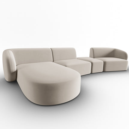 Modular sofa velvet left, Shane, 5 seats - Beige