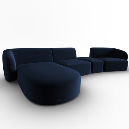 Modular sofa velvet left, Shane, 5 seats - Royal blue