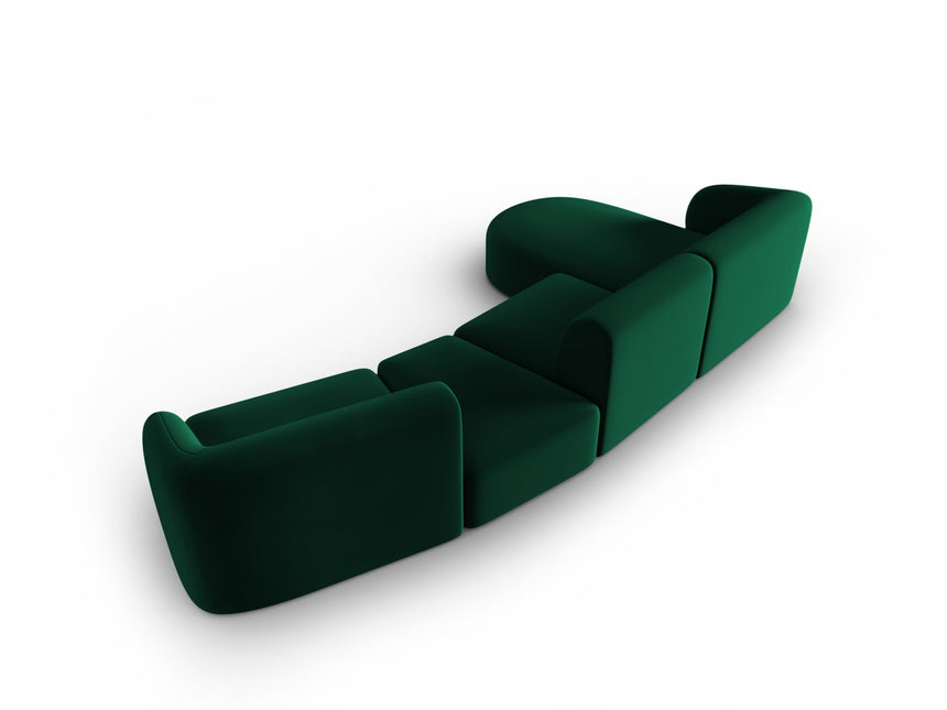 Modular sofa velvet left, Shane, 5 seats - Bottle green