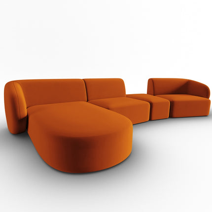 Modular sofa velvet left, Shane, 5 seats - Terracotta