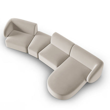 Modular sofa velvet right, Shane, 5 seats - Beige