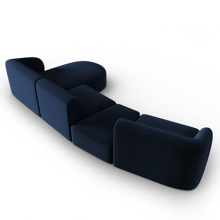 Modular sofa velvet right, Shane, 5 seats - Royal blue