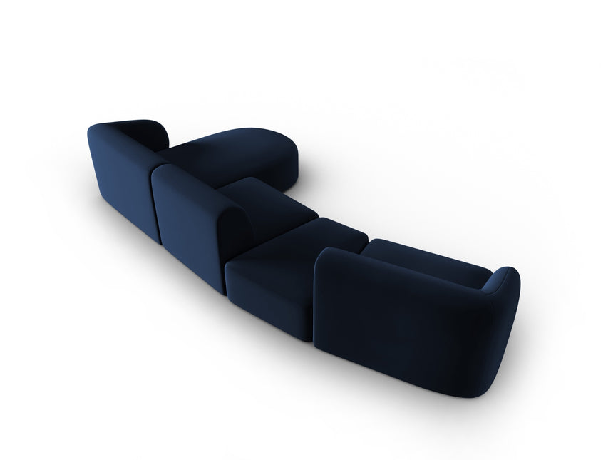 Modular sofa velvet right, Shane, 5 seats - Royal blue